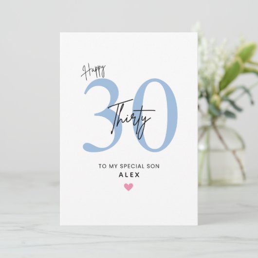 Personalized Simple 30th Birthday Card Son カード (スタンド正面)