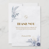 Personalized Simple Blue Flowers Wedding サンキューカード (正面)