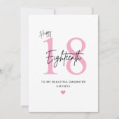 Personalized Simple Daughter 18th Birthday Card カード (正面)