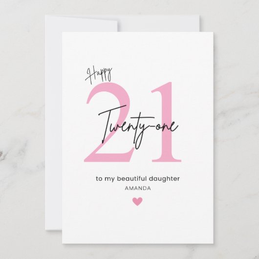 Personalized Simple Daughter 21st Birthday カード (正面)