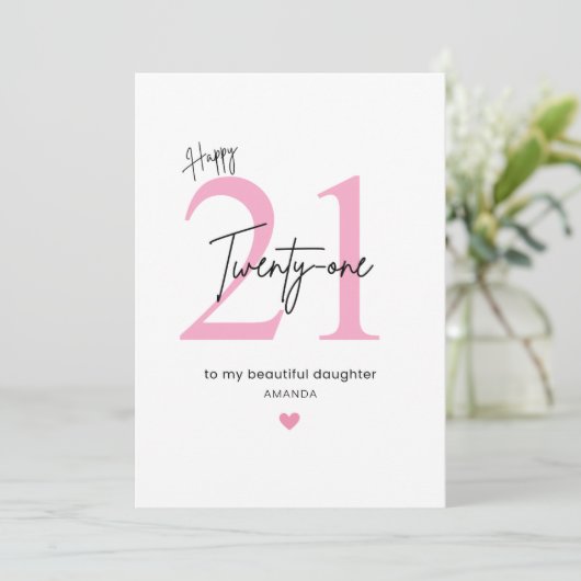 Personalized Simple Daughter 21st Birthday カード (スタンド正面)