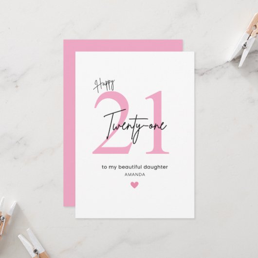 Personalized Simple Daughter 21st Birthday カード (正面/裏面インサイチュ)
