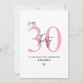 Personalized Simple Daughter 30th Birthday Card カード (正面)