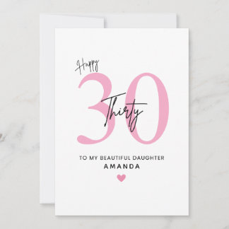 Personalized Simple Daughter 30th Birthday Card カード