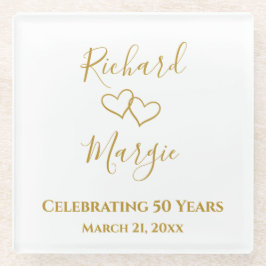 Personalized Simple Elegant 50th Anniversary Gift ガラスコースター