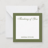 Personalized Simple Green Flower Enclosure ノートカード (正面)