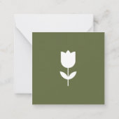 Personalized Simple Green Flower Enclosure ノートカード (裏面)