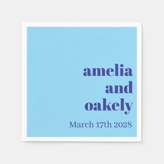 Personalized Simple Modern Minimal Mono Wedding  スタンダードカクテルナプキン (正面)