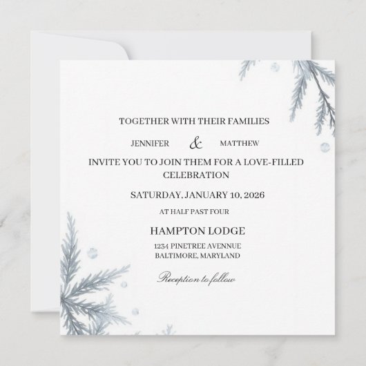 Personalized Simple Modern Wedding Invitation  招待状 (裏面)