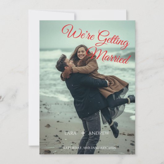 Personalized Simple Modern Wedding save the date  招待状 (正面)