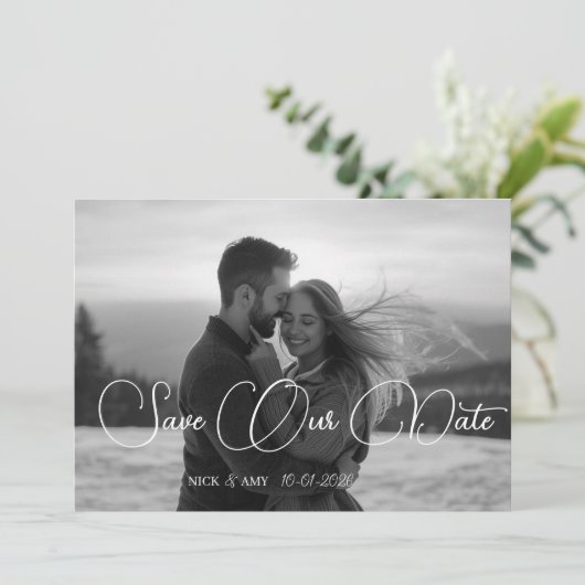Personalized Simple Modern Winter Wedding Card 招待状 (スタンド正面)