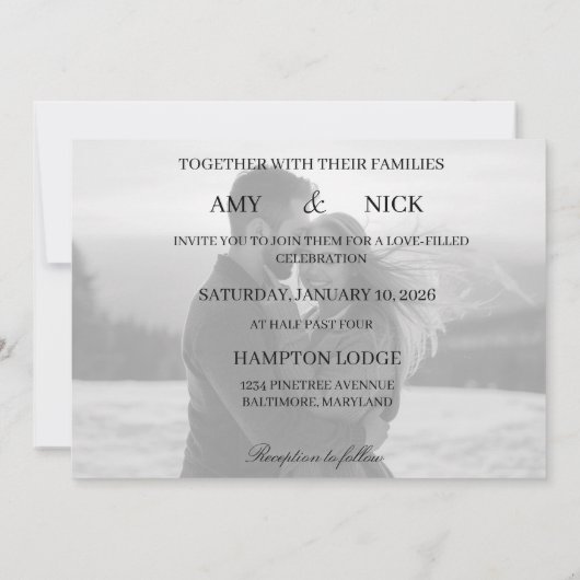 Personalized Simple Modern Winter Wedding Card 招待状 (裏面)