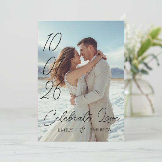Personalized Simple Modern winter Wedding card 招待状 (スタンド正面)