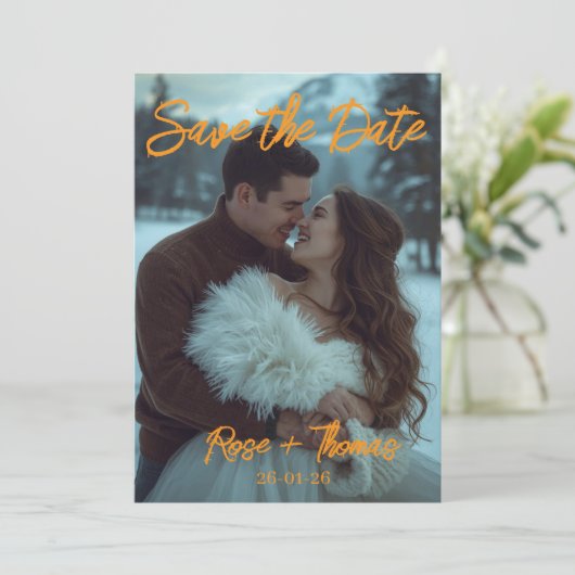 Personalized Simple Modern Winter Wedding card 招待状 (スタンド正面)