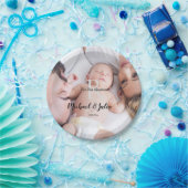 personalized simple monogram name first christmas  ペーパープレート (パーティー)