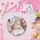 personalized simple monogram name first christmas  ペーパープレート (パーティー)