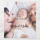 personalized simple monogram name first christmas  ワインラベル (シングルラベル)