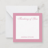 Personalized Simple Pink Flower Enclosure ノートカード (正面)