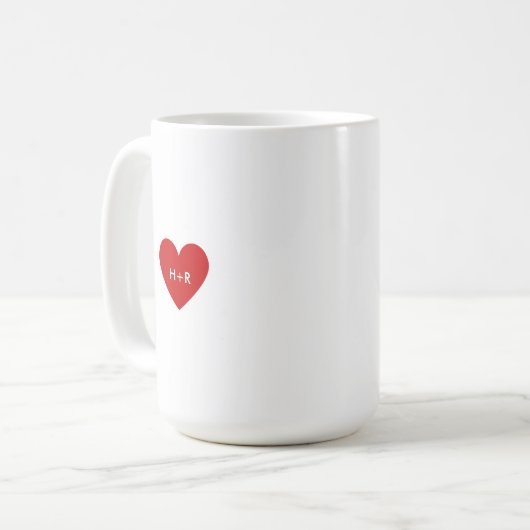 Personalized Simple Red Heart コーヒーマグカップ (正面左)