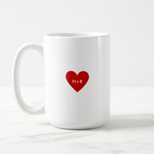 Personalized Simple Red Heart コーヒーマグカップ (左)