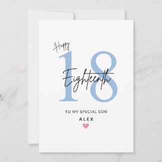 Personalized Simple Son 18th Birthday Card カード