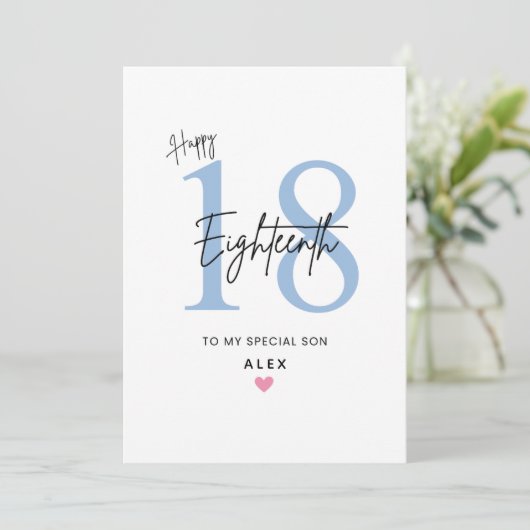 Personalized Simple Son 18th Birthday Card カード (スタンド正面)