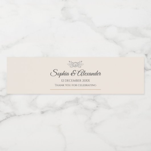 Personalized Simple Wedding Elegant Custom ペットボトルラベル (シングルラベル)