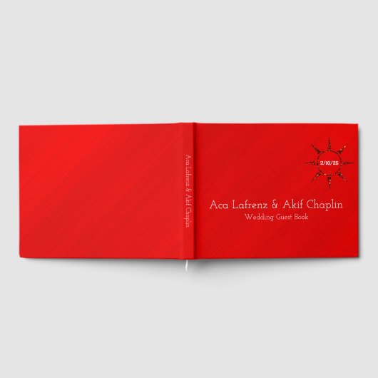 Personalized Simply Elegant Red Glamour ゲストブック (全面)