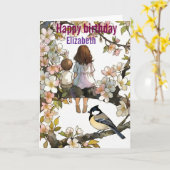 Personalized Sister Flowers Watercolor birthday カード (黄色い花)