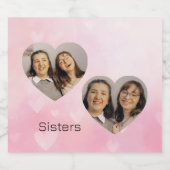 Personalized Sisters Heart-Shaped Photo Label リキュールボトルラベル (シングルラベル)