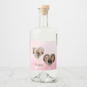 Personalized Sisters Heart-Shaped Photo Label リキュールボトルラベル (正面)