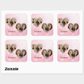 Personalized Sisters Heart-Shaped Photo Sticker スクエアシール (シート)