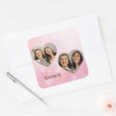 Personalized Sisters Heart-Shaped Photo Sticker スクエアシール (封筒)