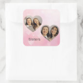 Personalized Sisters Heart-Shaped Photo Sticker スクエアシール (バッグ)