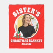 Personalized Sister's Photo Christmas フリースブランケット (正面)