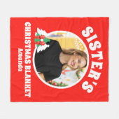 Personalized Sister's Photo Christmas フリースブランケット (正面(横))