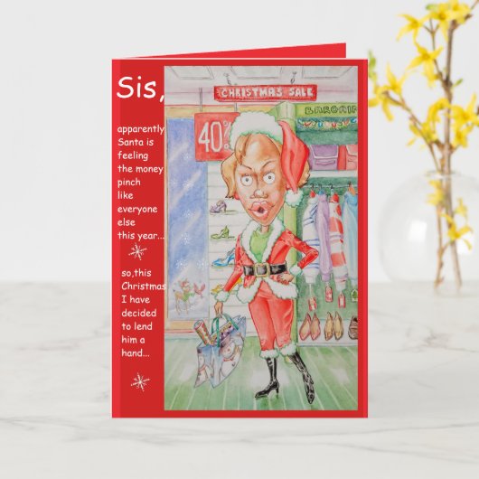 Personalized Sister's Reasonably Priced Christmas  カード (黄色い花)