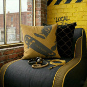 Personalized Skateboard Jump – Black And Gold クッション