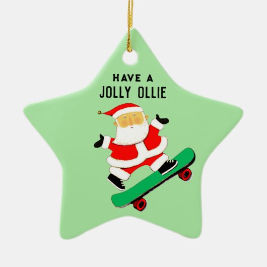 Personalized Skateboarding Christmas Holiday Gift セラミックオーナメント (正面)