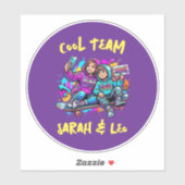 Personalized Skater Mom and Son Graffiti Art Round シール (シート)