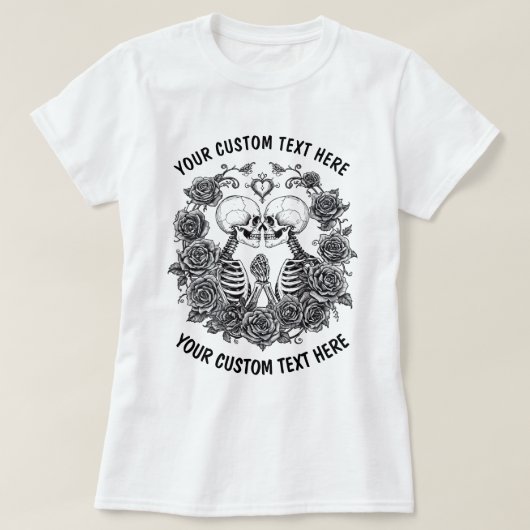 Personalized Skeleton Couple With Flowers Frame Tシャツ (デザイン正面)