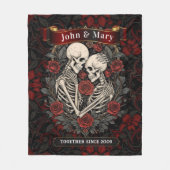 Personalized Skeleton Lovers Blanket | Gothic Wedd フリースブランケット (正面)