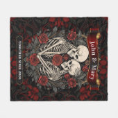Personalized Skeleton Lovers Blanket | Gothic Wedd フリースブランケット (正面(横))