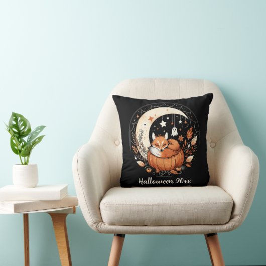 Personalized Sleeping Fox with Cute Ghost クッション (椅子)