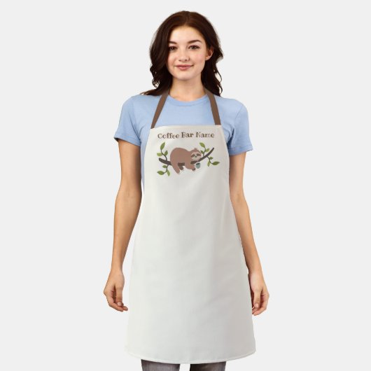 Personalized Sloth Coffee Bar Apron エプロン (着用した状態)
