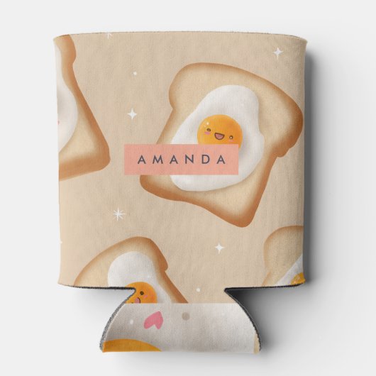 Personalized Smiley Toast and Egg Pattern 缶クーラー (裏面)
