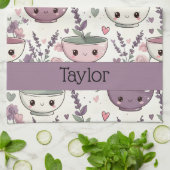 Personalized Smiling Floral Print キッチンタオル (折り畳み)