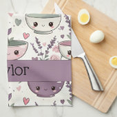 Personalized Smiling Floral Print キッチンタオル (四つ折り)