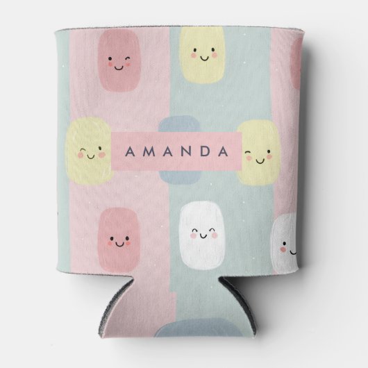 Personalized Smiling Pastel Sweets Kawaii 缶クーラー (正面)