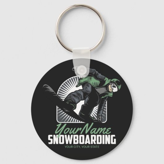 Personalized Snowboarding Snow Boarder Shredding   キーホルダー (正面)